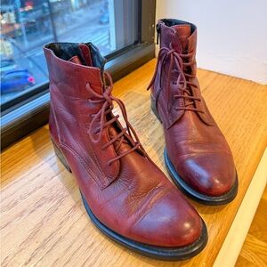 Dark red ox blood red burgundy Leather Lace-Up combat Boots | EU 36 | US 6
